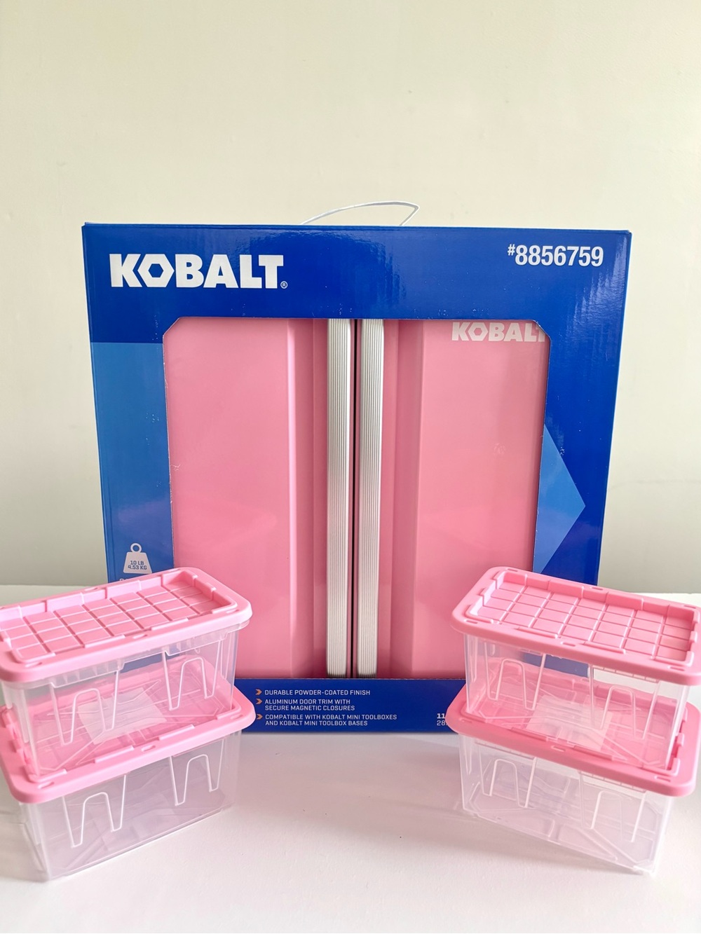 Kobalt Mini Cabinet PINK Tool Box 8856759 + 4 Pink Tenny Totes Bundle NEW VHTF